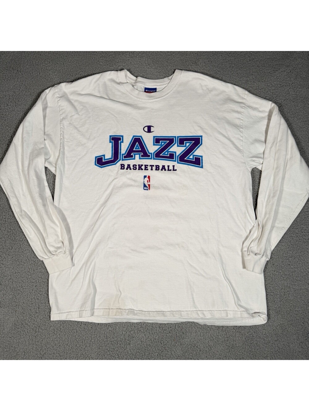 VINTAGE Utah Jazz Shirt Mens 2XL Tall Long White NBA Sleeve
